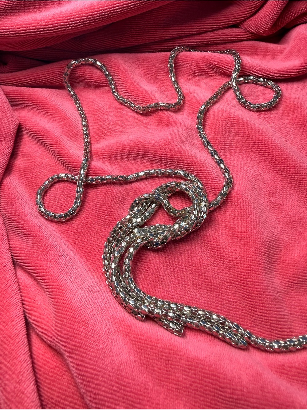 New York & Company Shiny Silver Braided Necklace